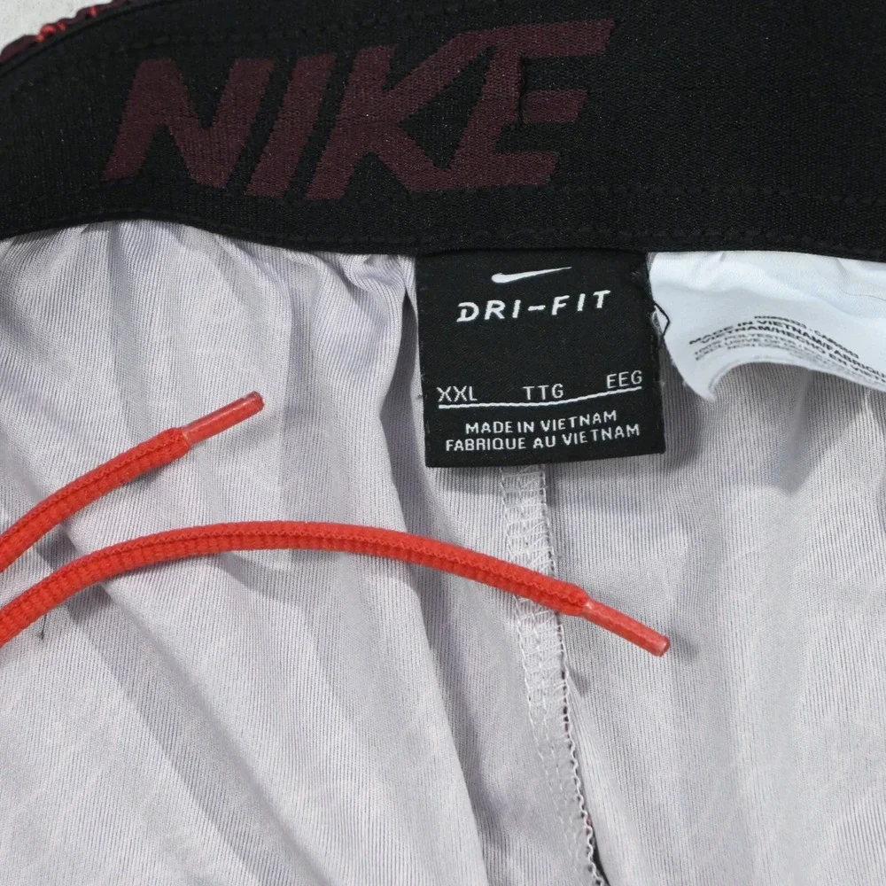 Nike‎ Basketball Shorts Mens XXL Regular Maroon Red Topo Print Big Swoosh Logo